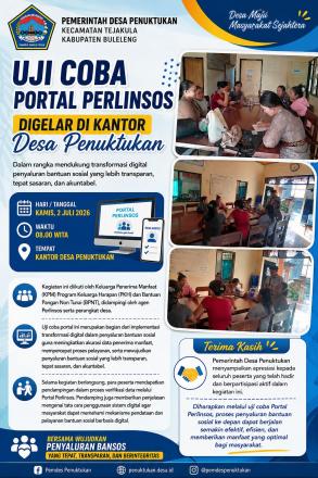 UJI COBA PORTAL PERLINSOS DIGELAR DI KANTOR DESA PENUKTUKAN